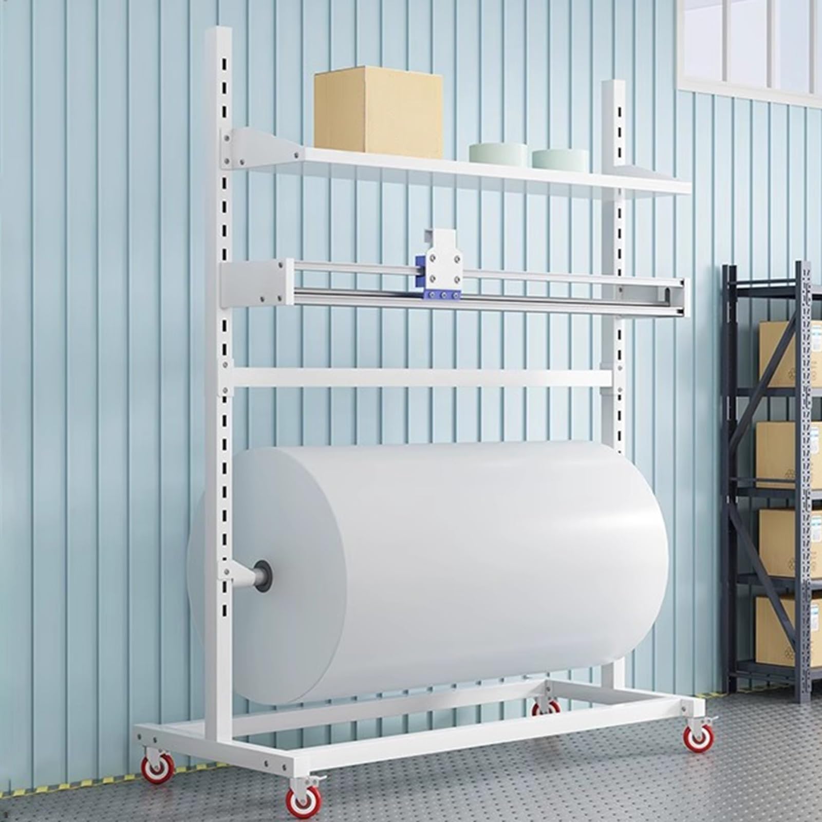 Dispenser autoportante per pluriball, porta pellicola estensibile autoportante, porta rotolo regolabile, adatto per imballaggio, spedizione, trasloco e stoccaggio efficienti.(White,130cm)