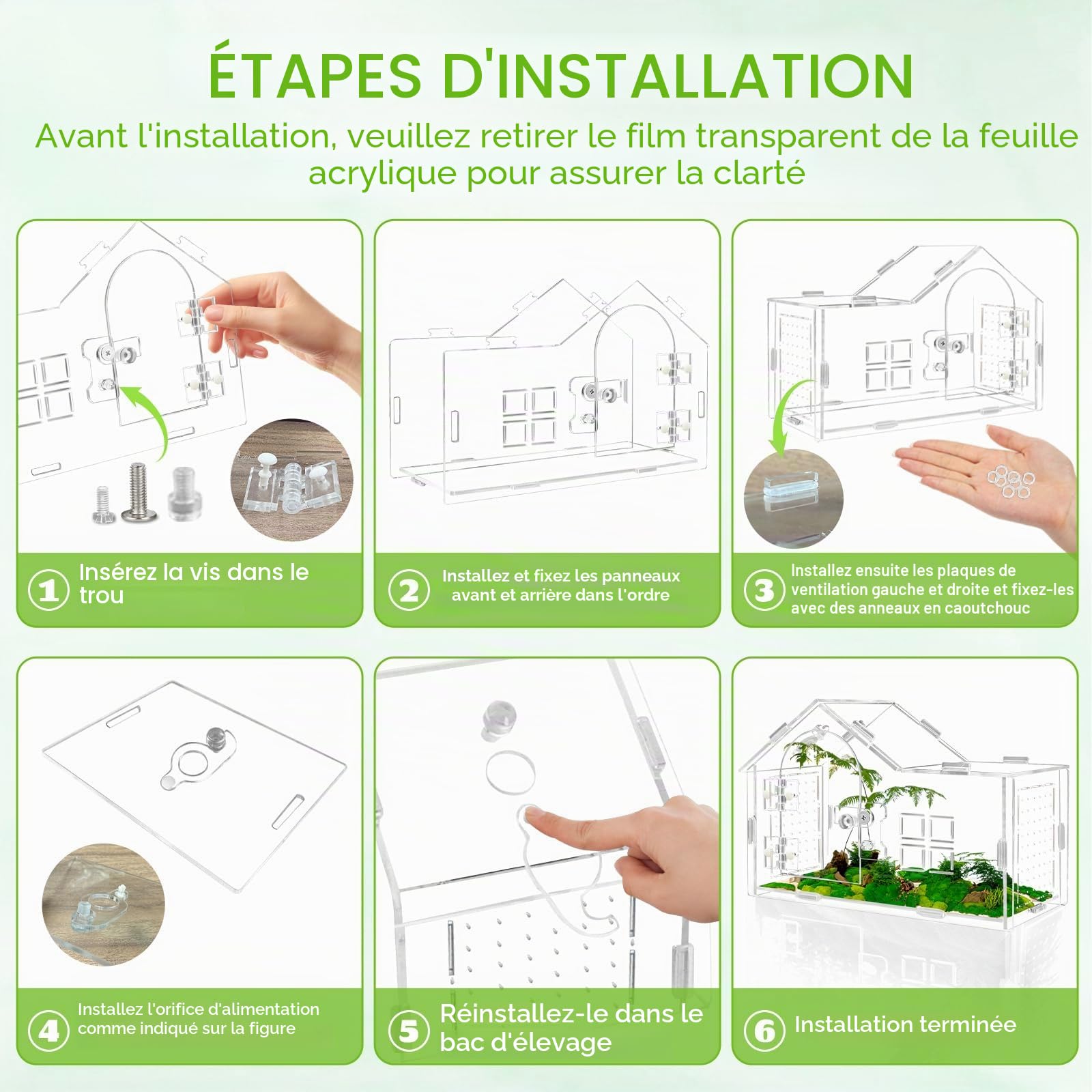 Acryl terrarium pour araignées sauteures, terrarium pour araignées sauteures, terrarium polyvalent pour reptiles pour tarentule, gecko