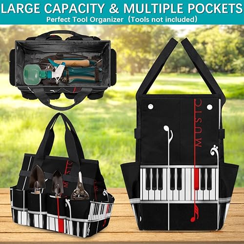 Miniatura 4 de Piano Keyboard Garden Tool Tote Bag for Women Men Gardening Tool Storage Bags with 10 Pockets Standable Garden Home Tool Kits Organizer for Indoor