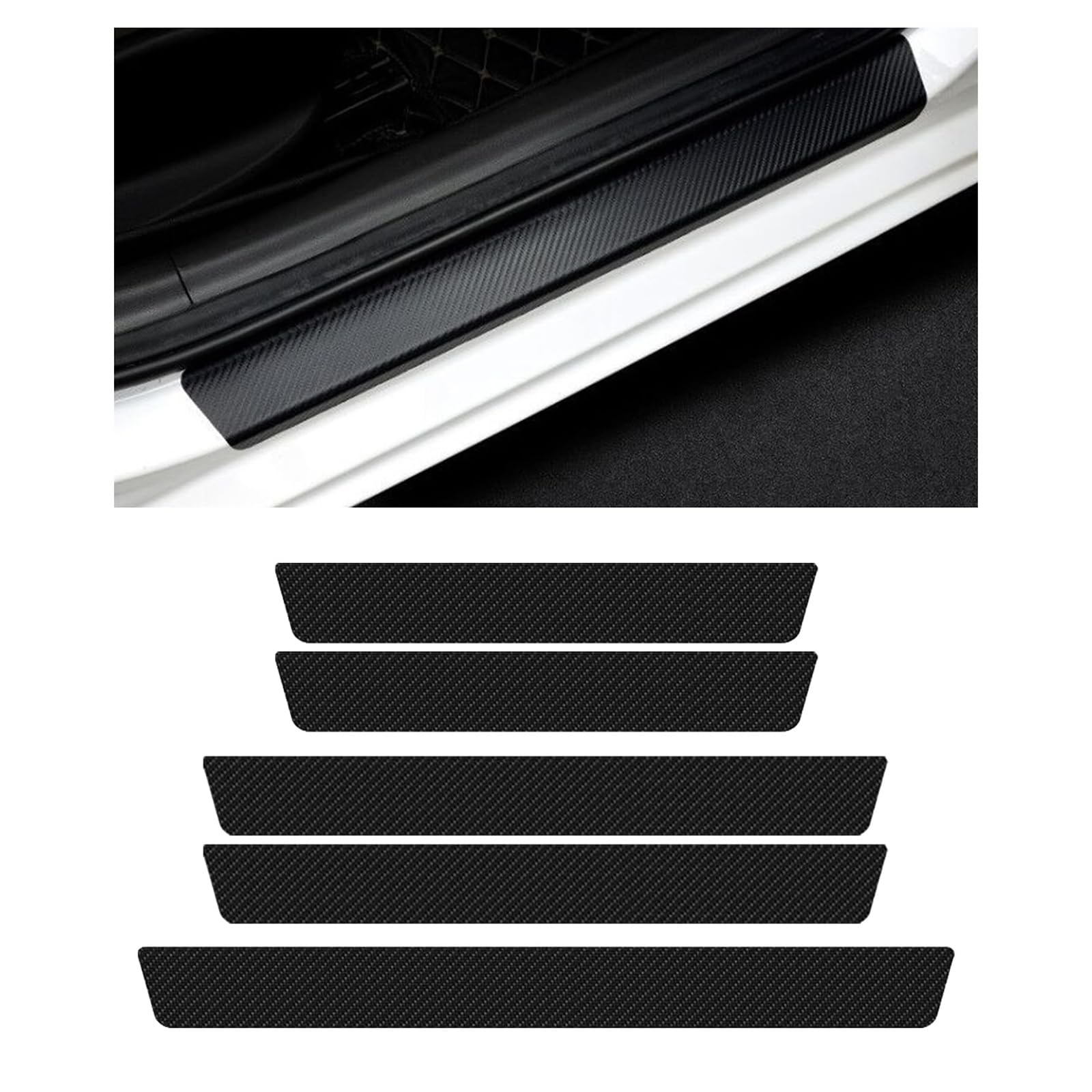 YBNHMKD Car Door Sill Protector, for BMW X4 G02 2018-2022-2026 Scuff Plate Cover Guard Carbon Fibre Leather Anti Scratch Trim Bumper Threshold Protection Strip