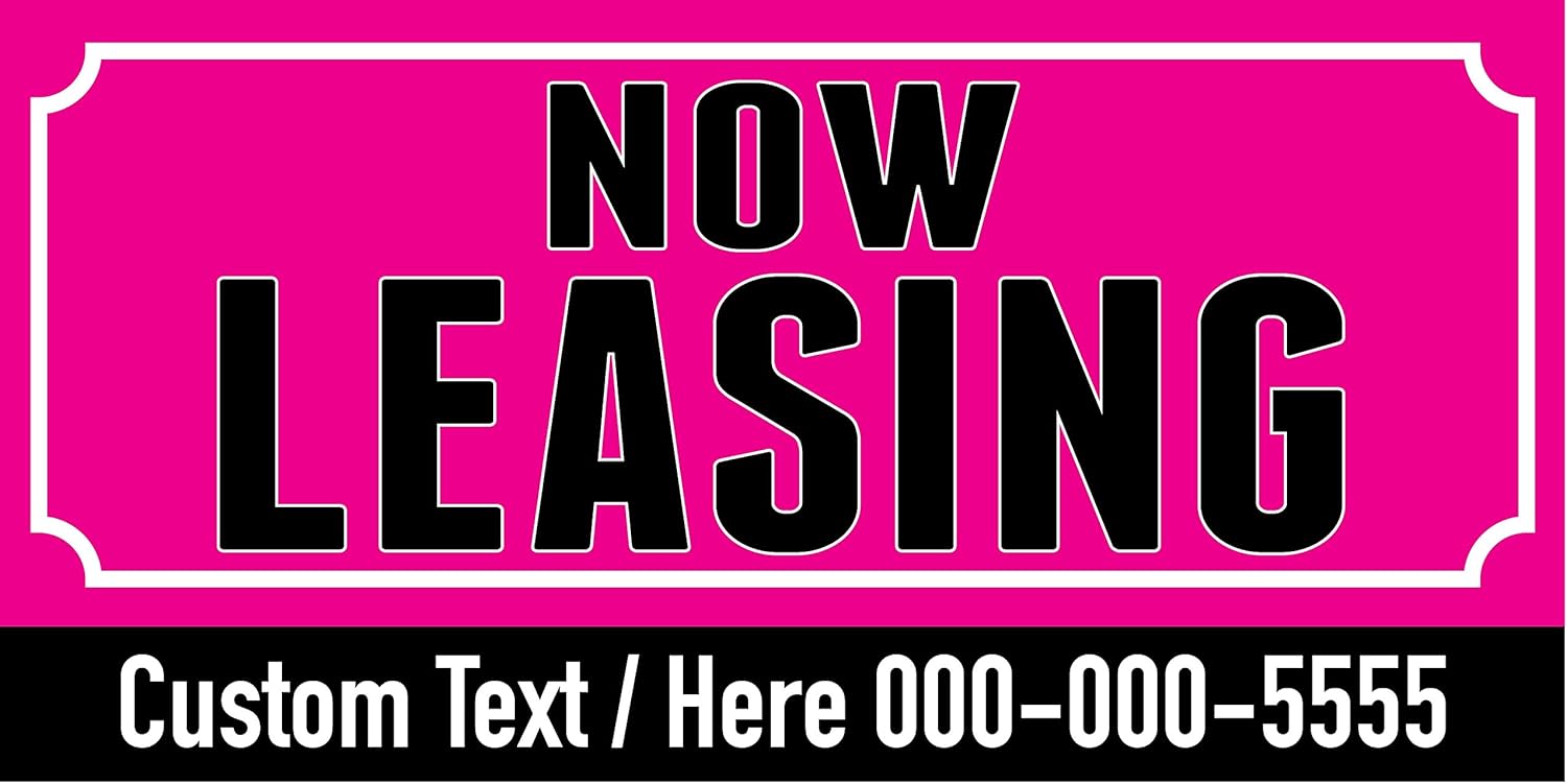 Amazon.com: Custom Printed Now Leasing Banner - Pink (8' x 4') : Office ...