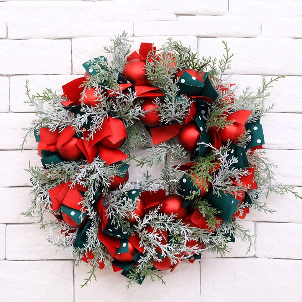 Couronne Suspendue de Noël 40CM avec Fleurs Artificielles pour Fête et Mariage