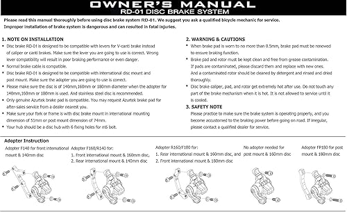 Miniatura 7 de RUJOI RD01B-CAL140 - Pinza de freno de disco de bicicleta, pinza delantera y trasera mecánica de aluminio para bicicleta de carretera, bicicleta de