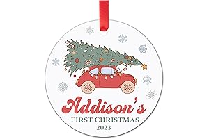 Personalized Baby's First Christmas Car Ornament 2023