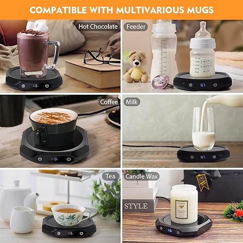 Miniatura 5 de Calentador de taza de café, calentador de café inteligente con caja de regalo, calentador de tazas para escritorio con apagado automático, 3 ajustes