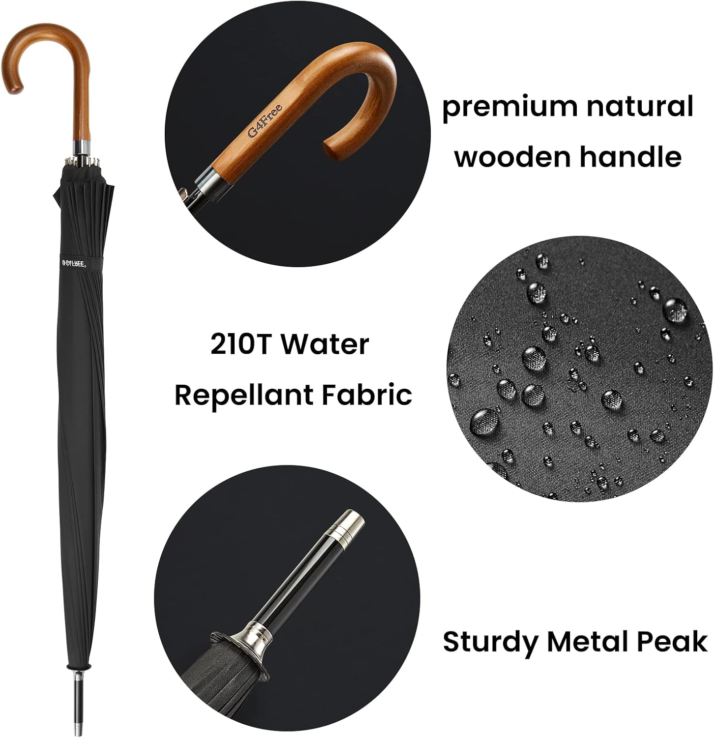 G4Free 2 Pack J Handle Umbrella, 52 Inch UV Protection Golf Umbrella & 54 Inch Large Wooden J Handle Umbrella for rain : Sports & Outdoors