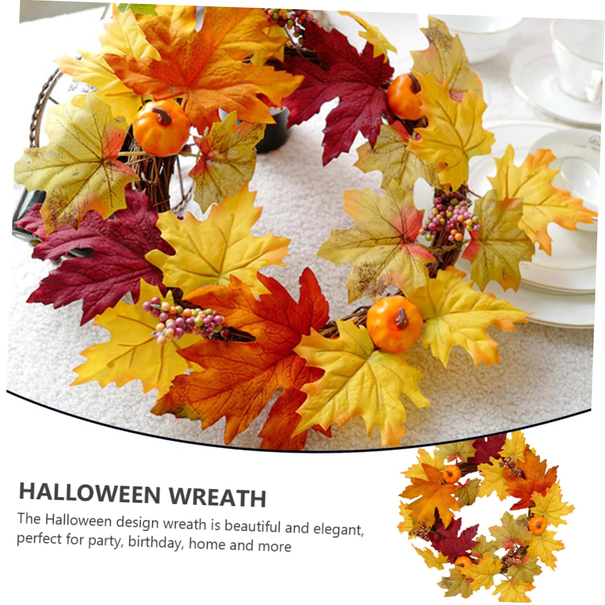 Toyvian 3pièces Guirlande De Décoration Halloween avec Citrouilles Et Érable Idéale pour Fêtes Décorations De Maison Orange