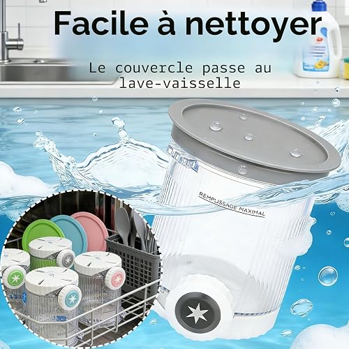Lot de 4 Ninja Creami NC700 NC701 Pots à Glace Compatibles, Pot Ninja Creami Swirl 480 ml, Récipients à Glace, Couvercles Hermétiques, Sans BPA, Lave-vaisselle - 6