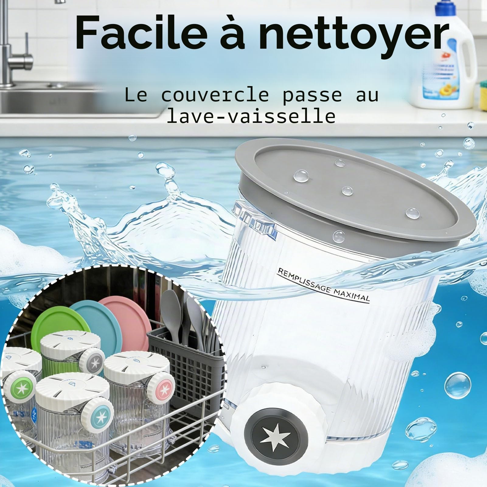 4 Pots à Glace Compatibles Ninja Creami NC700 NC701, 480 ml | Couvercles hermétiques anti-fuite, sans BPA et lave-vaisselle, idéal pour glace maison et préparation à l'avance
