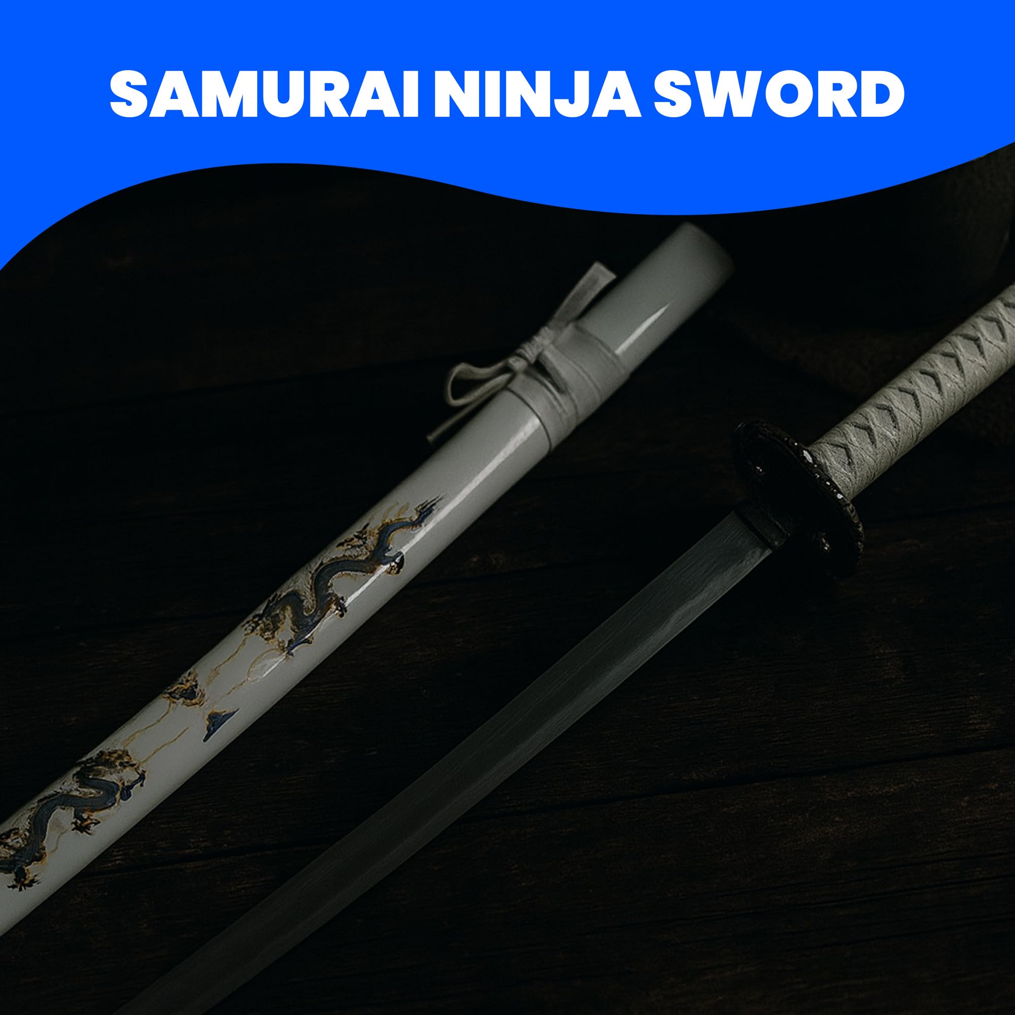 Amazon.com : SZCO 39.5” White Dragon Katana Sword – 1045 Carbon