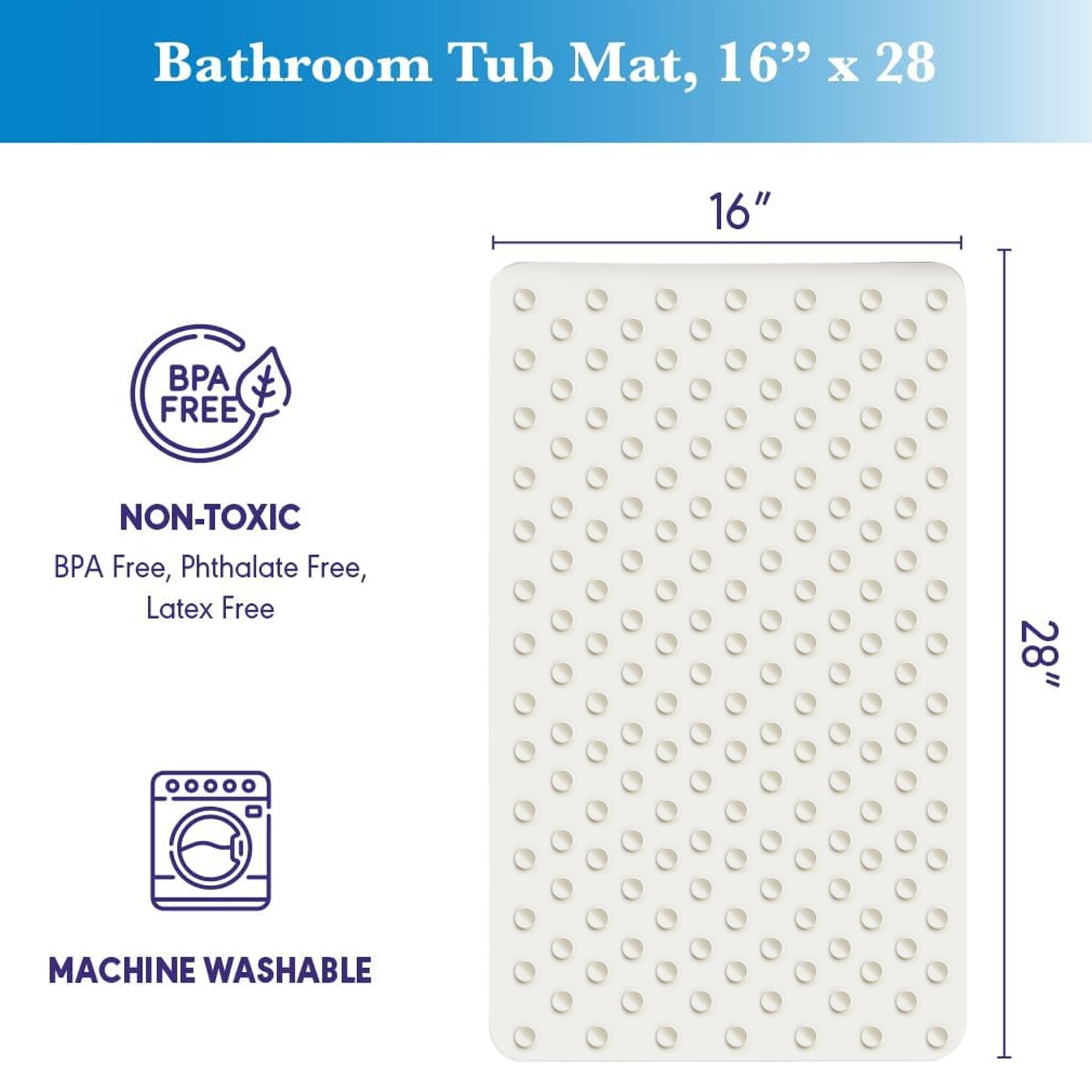 Alfombrilla antideslizante para bañera, ducha, seguridad del bebé, niños, mascotas, perros, suave antideslizante, 16 x 28 pulgadas 5