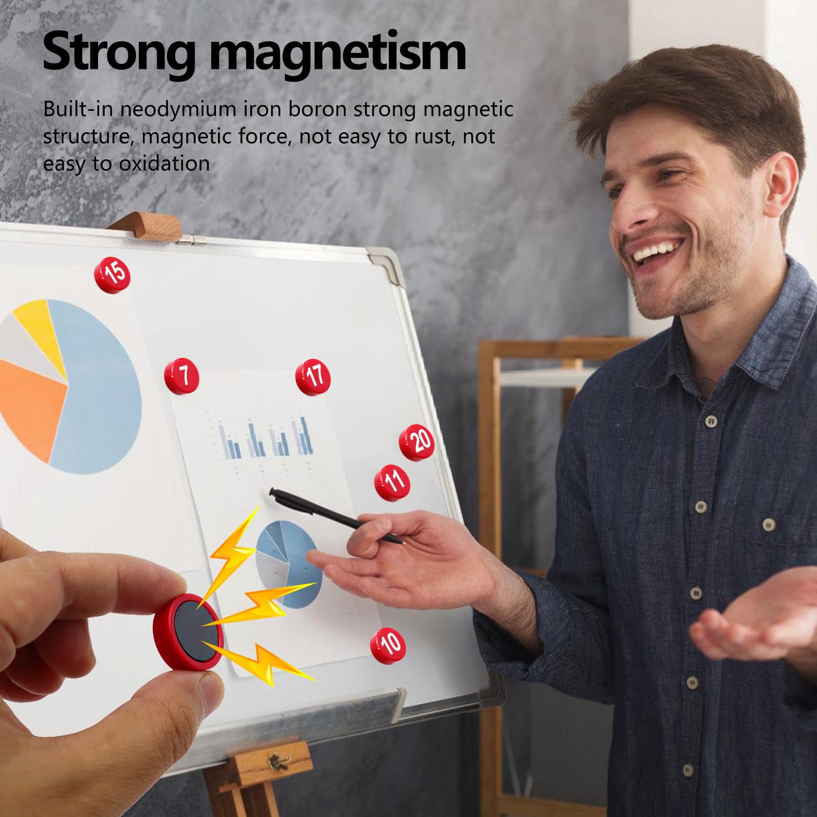 50 stuks kleurrijke magneten voor magneetbord, rode whiteboardmagneten, sterke cijfermagneten, kleurrijke ronde magneten, koelkastmagneten, decoratief, voor kluisje, foto, schoolbord, koelkast