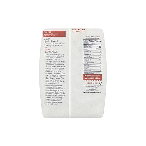 Miniatura 5 de DeLallo Penne de trigo integral, bolsa de 1 libra, paquete de 4, 100% orgánico certificado, fabricado en Italia, grano entero