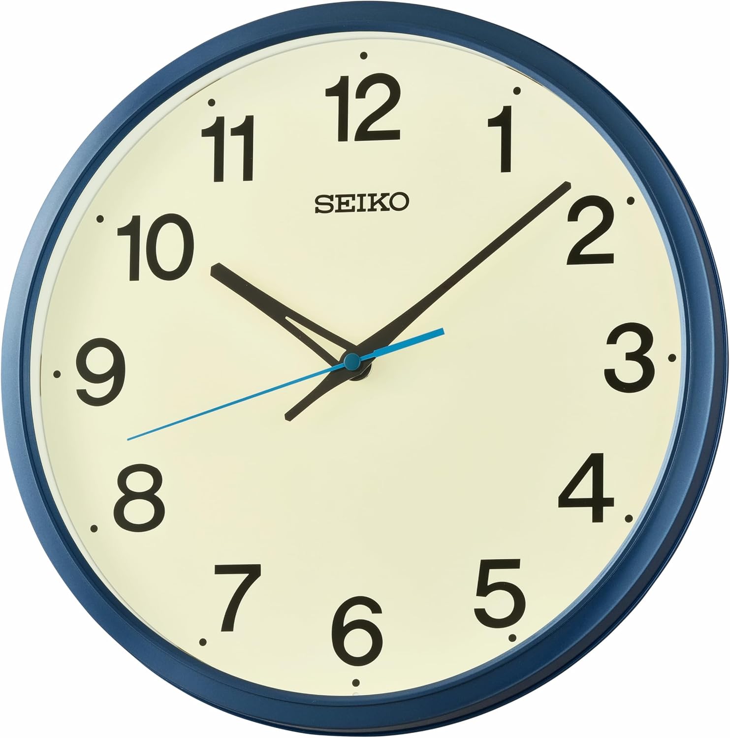 SEIKO QHA019LLH Wall Clock, Blue/White, 12 Inches