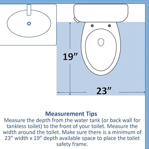 Vista 6 de Vaunn Medical Deluxe - Marco de seguridad ajustable y plegable para inodoro, pasamanos de baño, mango de barra de agarre