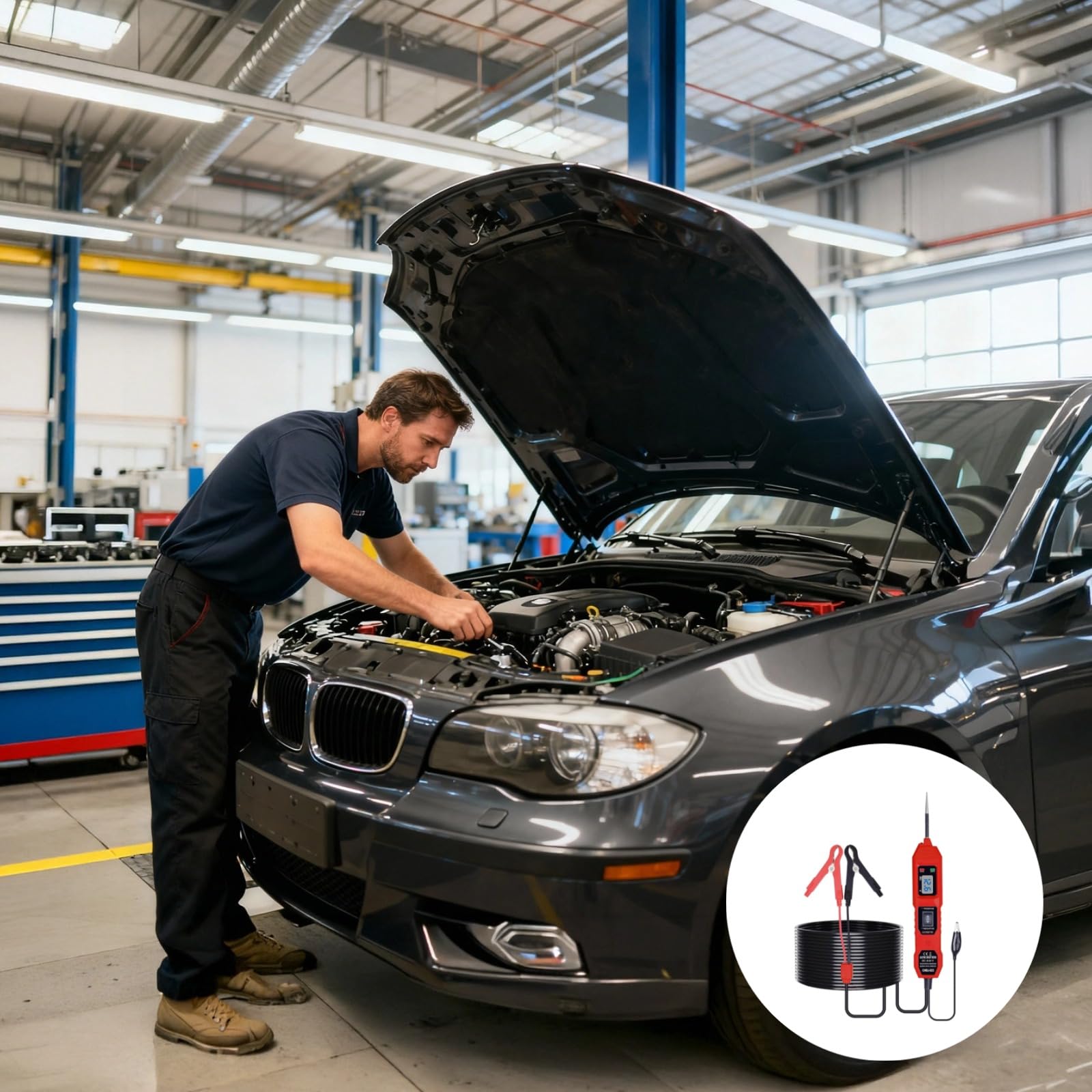 Kfz-Stromkreistester, multifunktionales Diagnosegerät für das elektrische Fahrzeugsystem mit LCD, DC 6 bis 24 V, 45 cm Kabel, Durchgangsprüfung, Komponententest und Überlastschutz