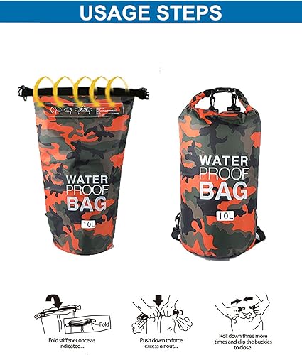 Miniatura 7 de ANTEROOF Waterproof Dry Bag 3 Pack, Camouflage Roll Top Lightweight Dry Sack Backpack Bundle for Kayaking Floating Boating Swimming Rafting Fishing