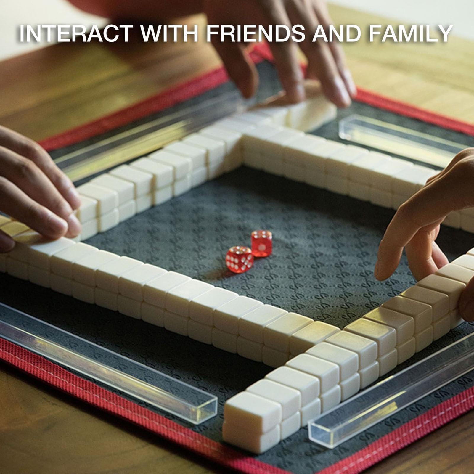 Générique Set De Mahjong Chinois Complet 144 Tuiles Portables | Jeu De Société avec 2 Cartes De Rechange Et 2 Dés | Jeux Interactifs en pour Adultes Débutants Réunions Fêtes Maison Voyage Cadeau