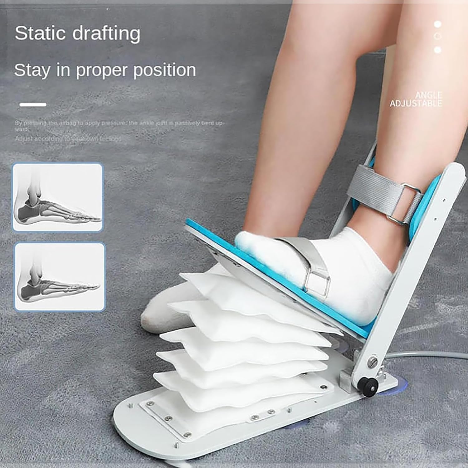 Intelligent Ankle Trainer with Airbag, Adjustable 5-Speed Angle (Max 140°) for Ankle Sprains, Broken Toes & Post-Op Rehabilitation Exercise Equipment