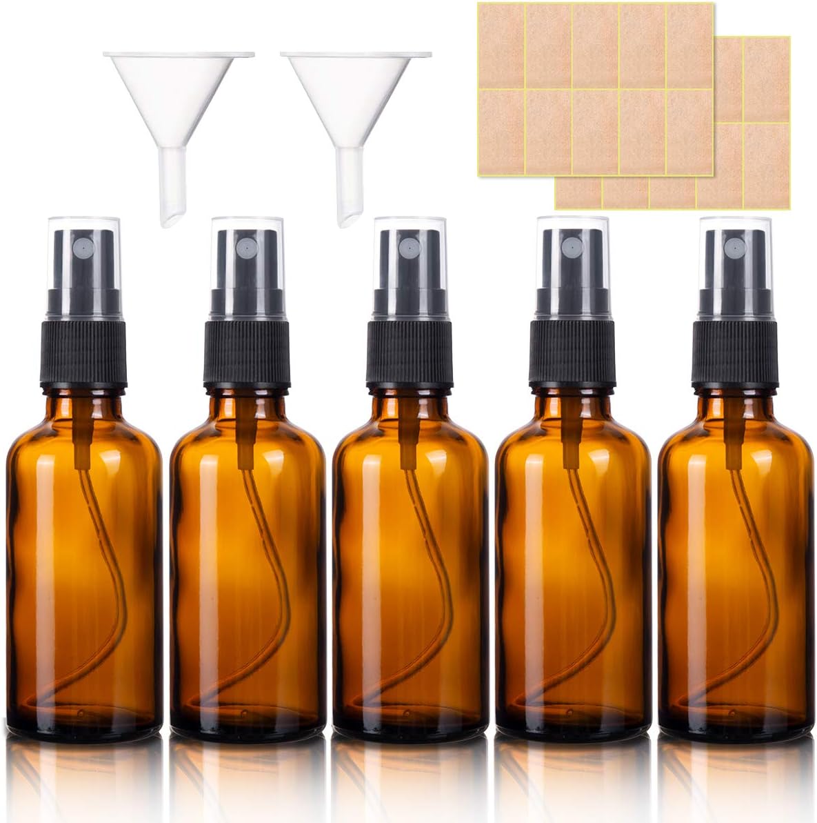 hmaimas 2oz Amber Glass Spray Bottles for Essential Oils, Small Empty