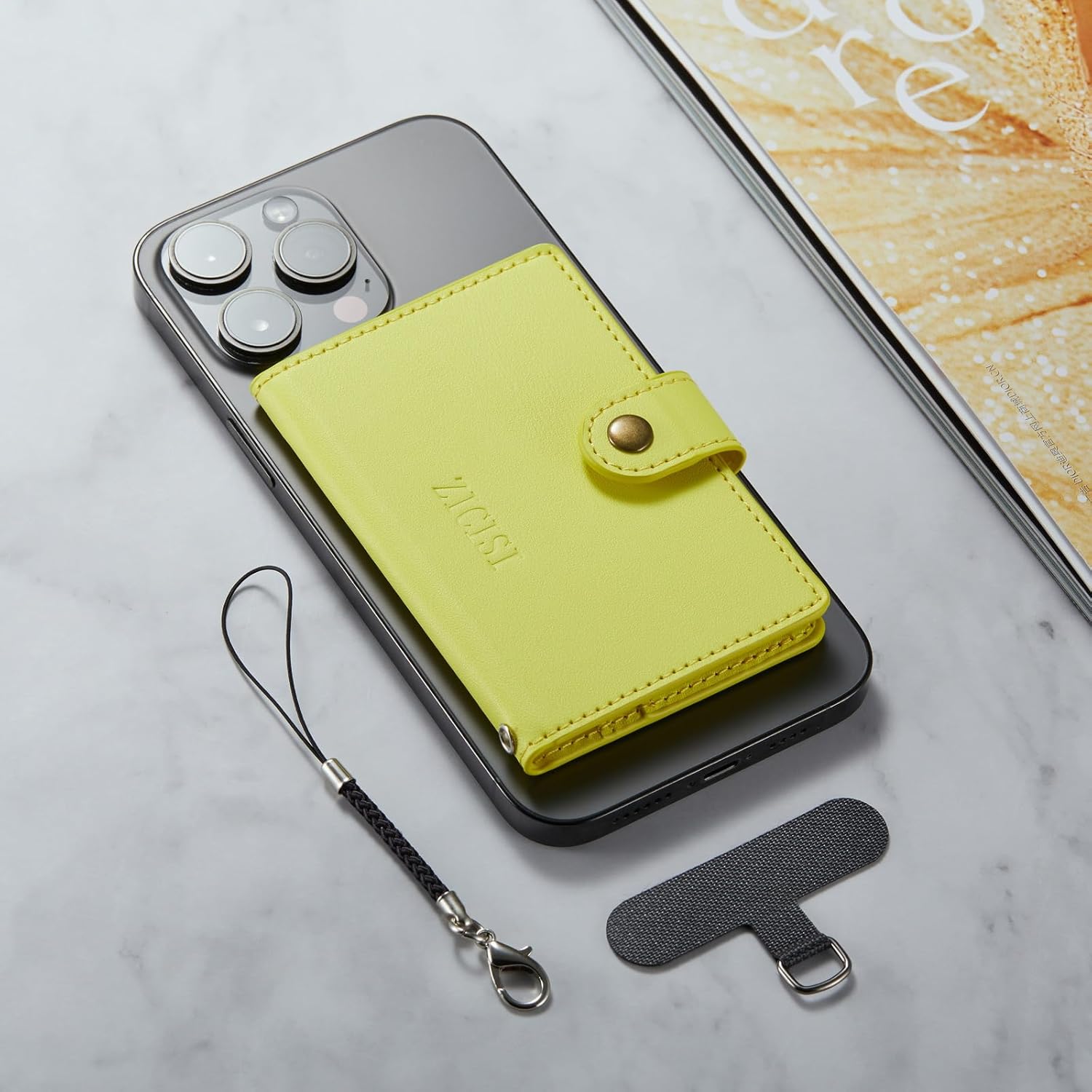 for Apple Magsafe Wallet,PU Leather Magnetic Wallet for iPhone 16/15/14/13/12 pro Max/Mini/plus,5 Card Holders with RFID Blocking (Yellow) - Image 6