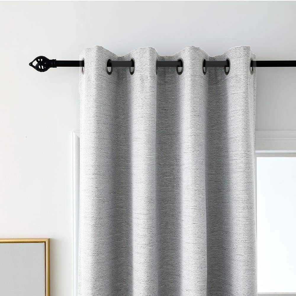 North Hills Double Tone Color Jacquard Textured Weave Curtains, Blackout Curtain Drapes for Bedroom Living Room Polyester Belmar Grommet Panel 52x45 Stone