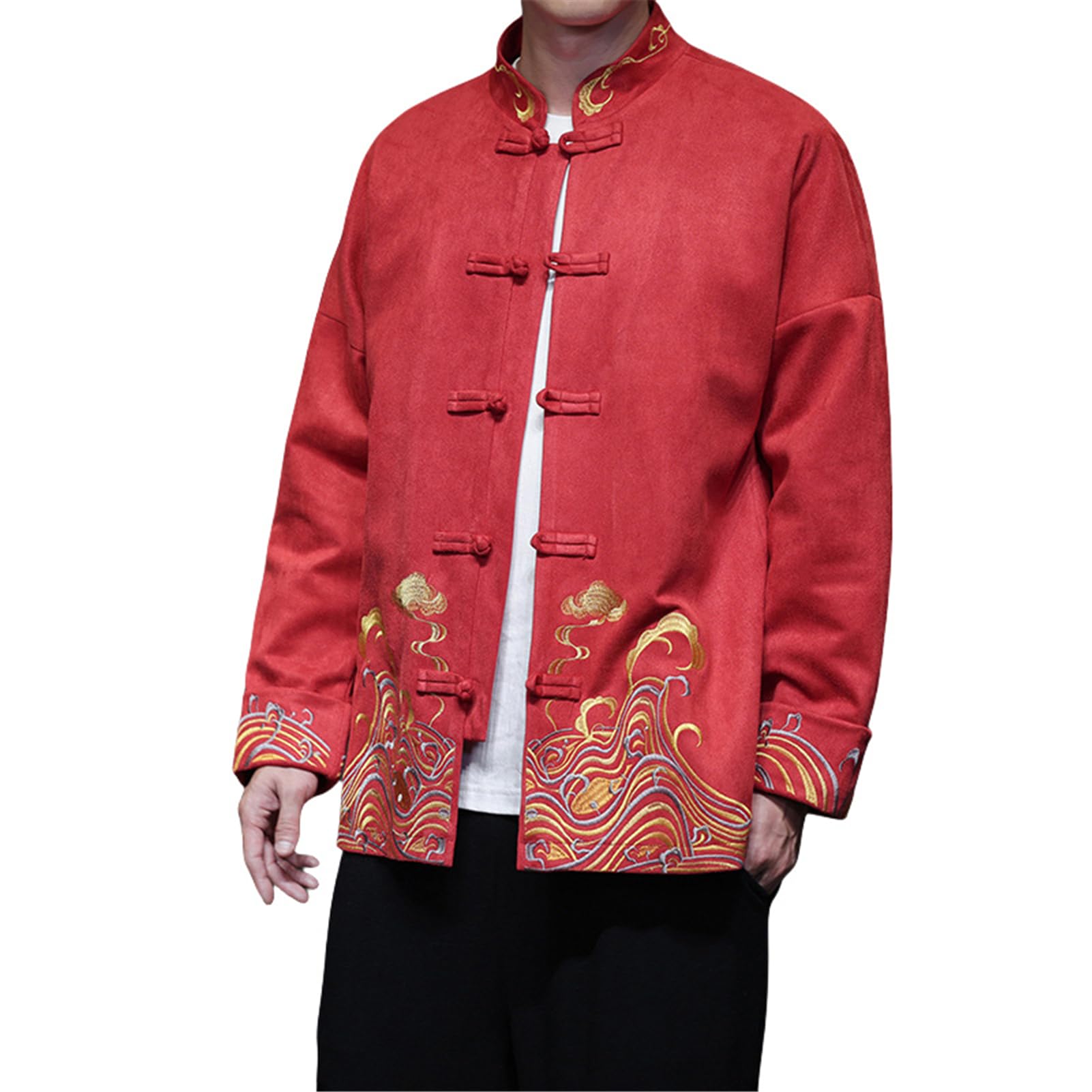 Chaqueta bordada vintage hombre para abrigarse del frío con estilo oriental 8