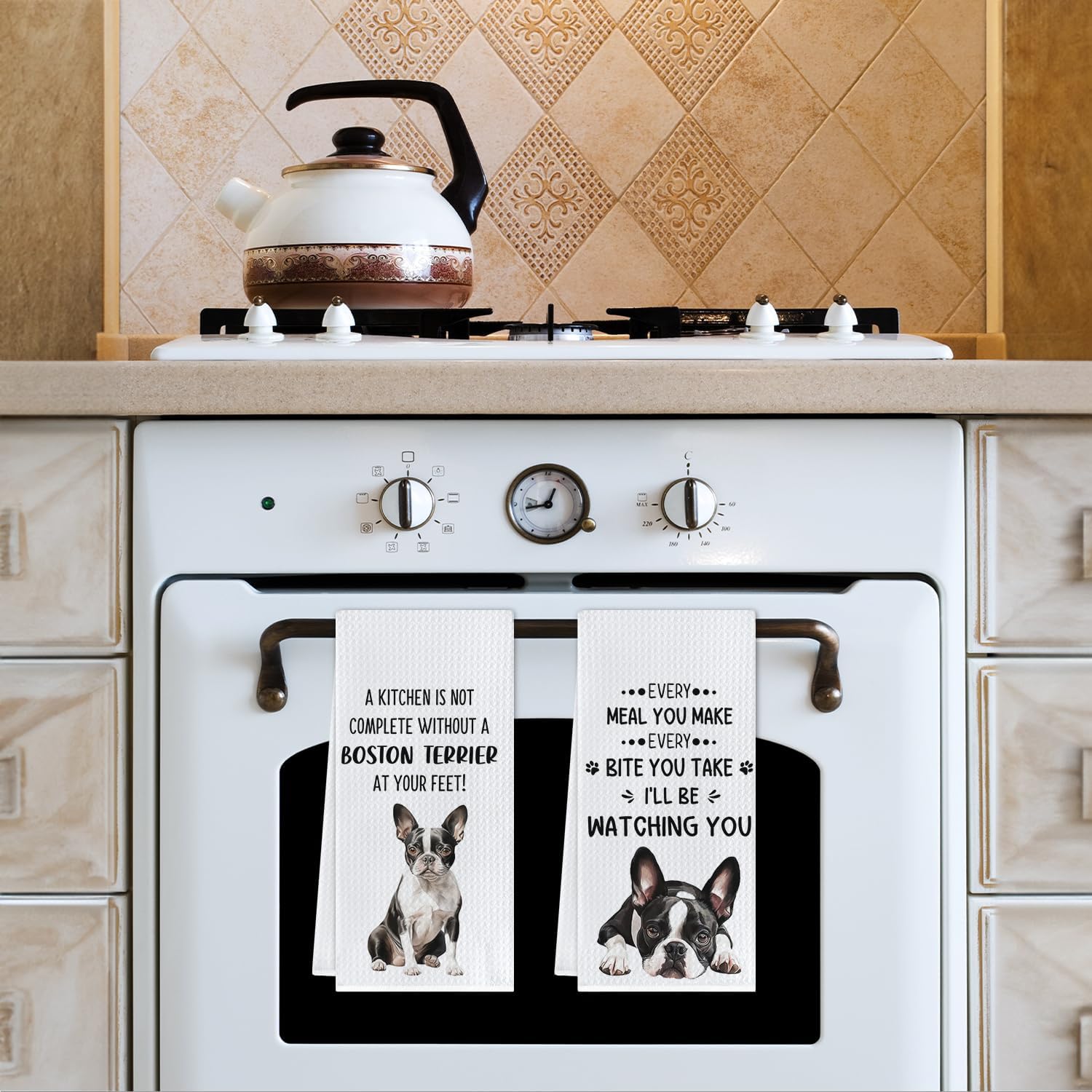 Boston Terrier Dog Kitchen Towels, Boston Terrier Gifts for Women Men Decor Dish Tea Towels, Dog Lover Mom Dad Gifts Decorative Hand Towel for Kitchen, 16x24 Inch Set of 2 - Image 5