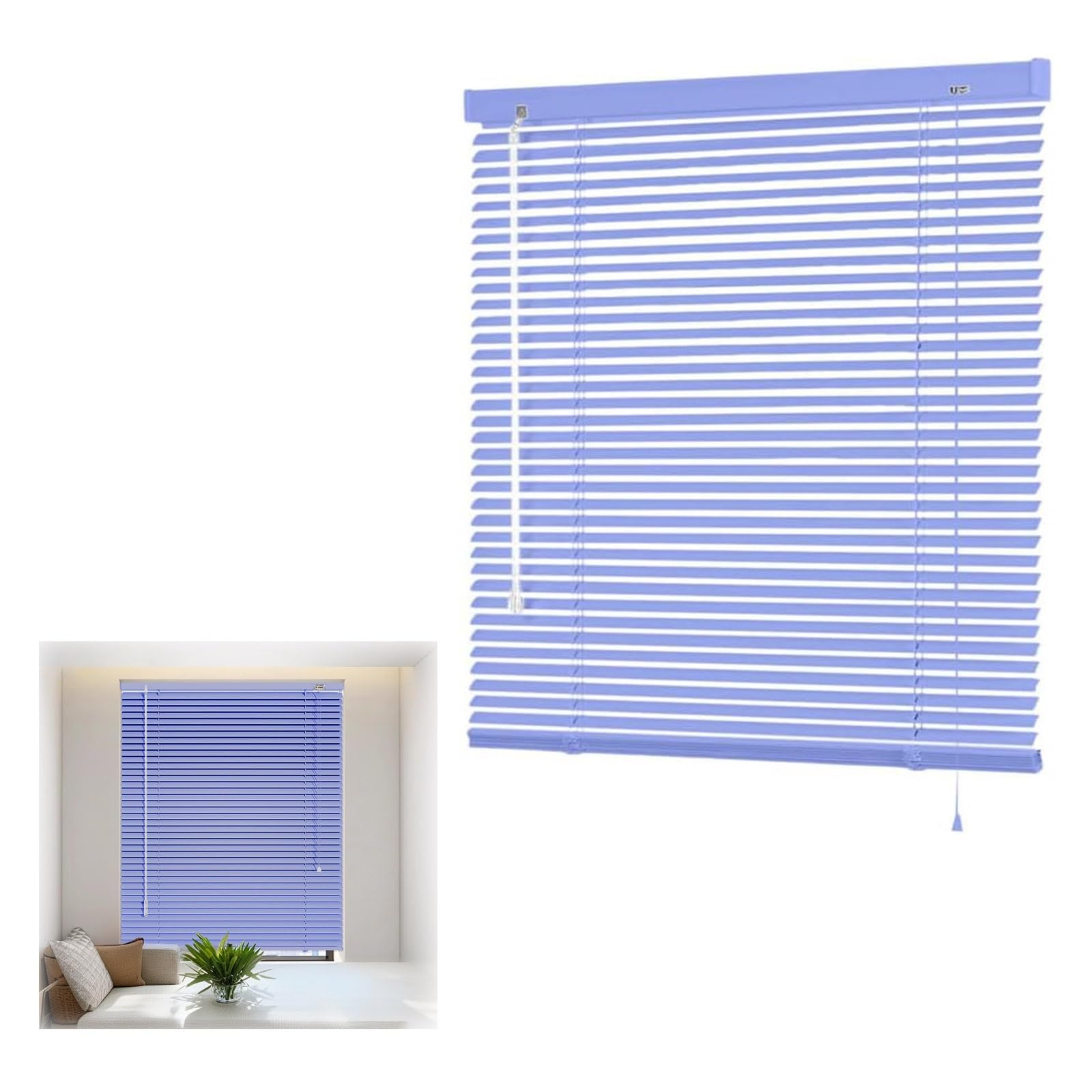 WXGZSKLV Light Filtering Aluminum Blind, Waterproof Venetian Blinds 25 mm Metal Slat Horizontal Window Shades, 30 45 56 60 78 10 120 140 160 cm Custom Size Cordless Blinds(Navy blue)
