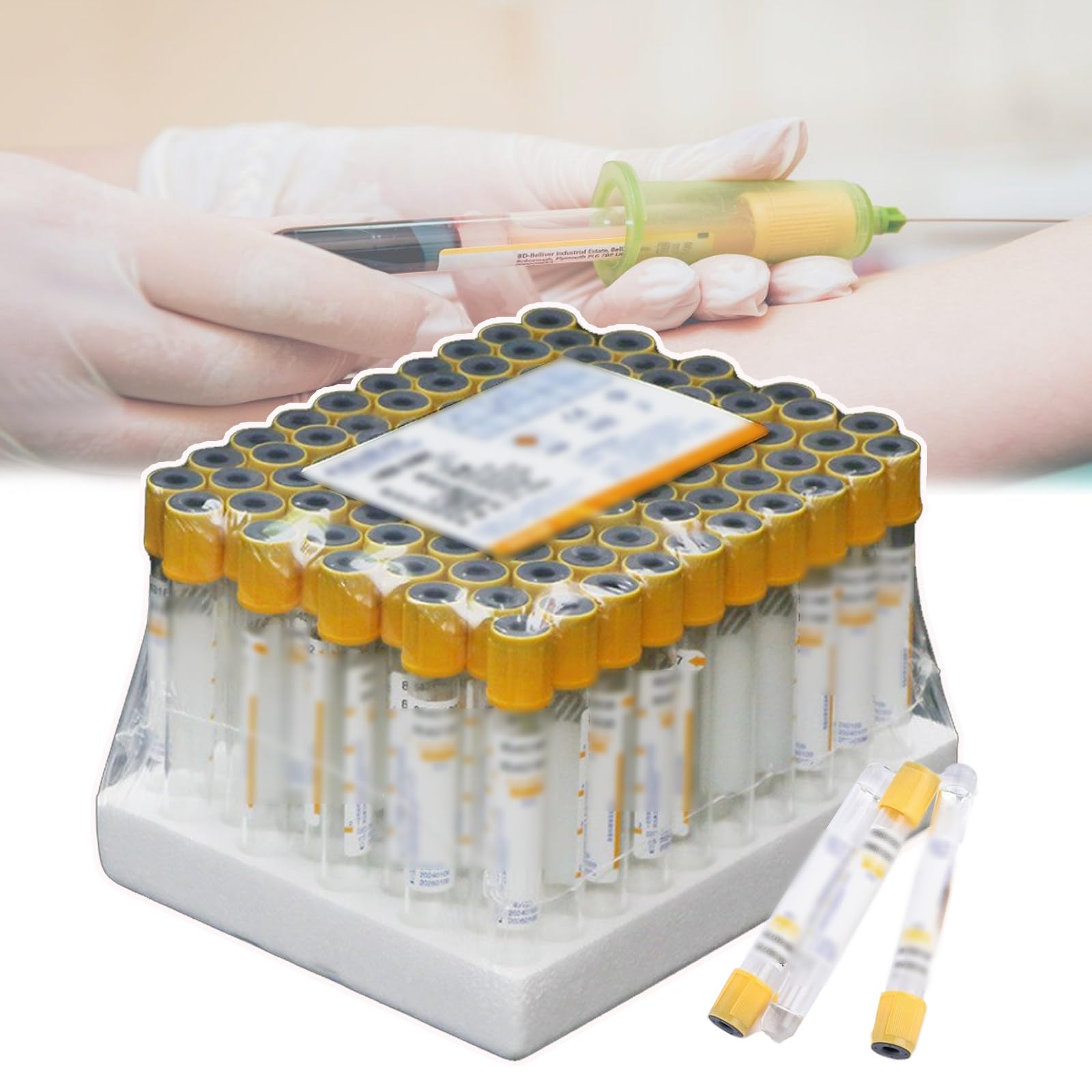 Probówki do pobierania krwi, Żel do oddzielania koagulantów Probówka próżniowa na próbki krwi Plastikowa żółta nasadka 100 szt. 3 ml 5 ml 10 ml | 5ML