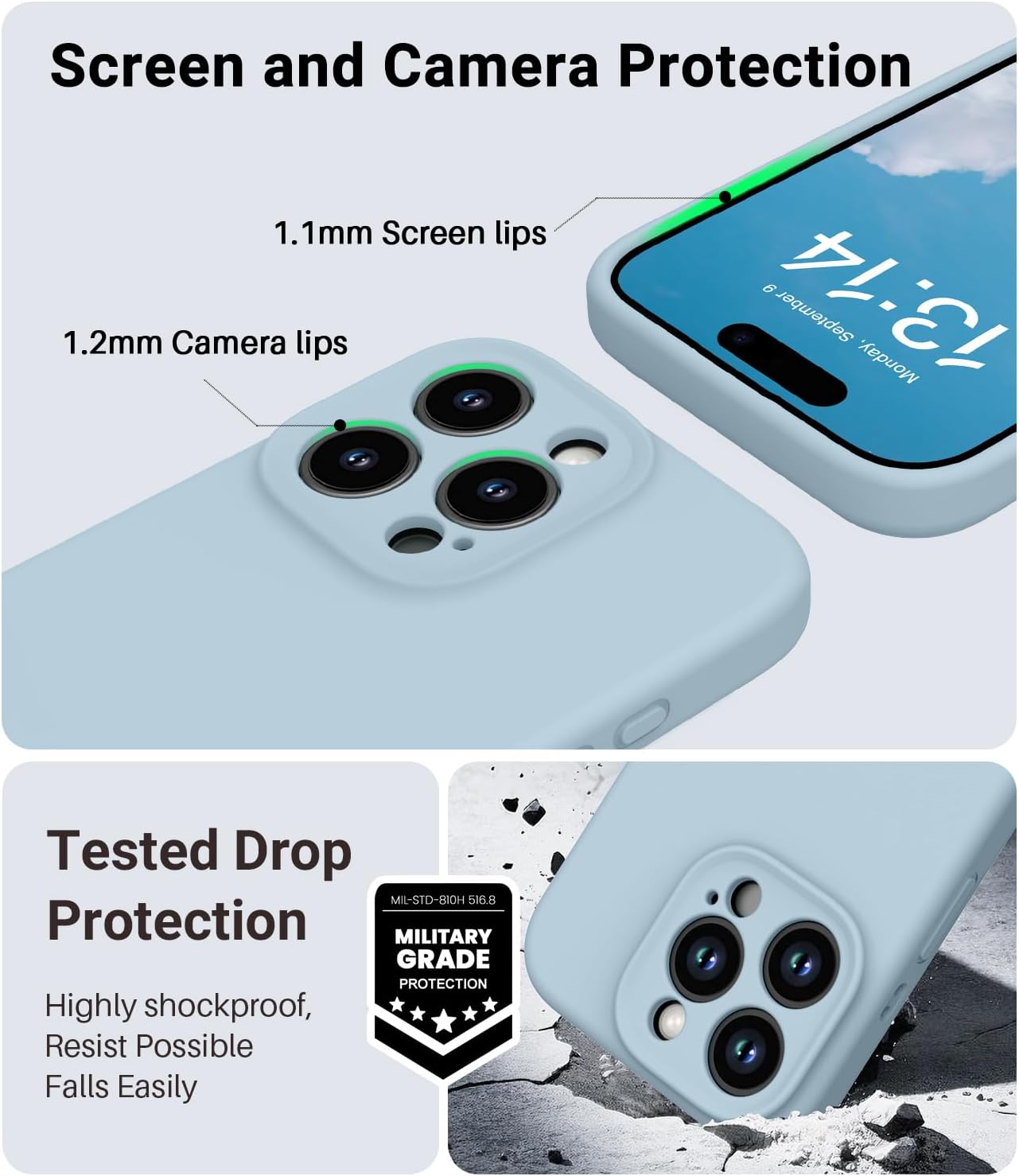 OTOFLY Magnetic for iPhone 16 Pro Max Case,Compatible with Magsafe,Classic Liquid Silicone Mobile Phone Case,Integrated Camera Control Button,Anti-Scratch Microfiber Lining, Baby Blue - Image 4