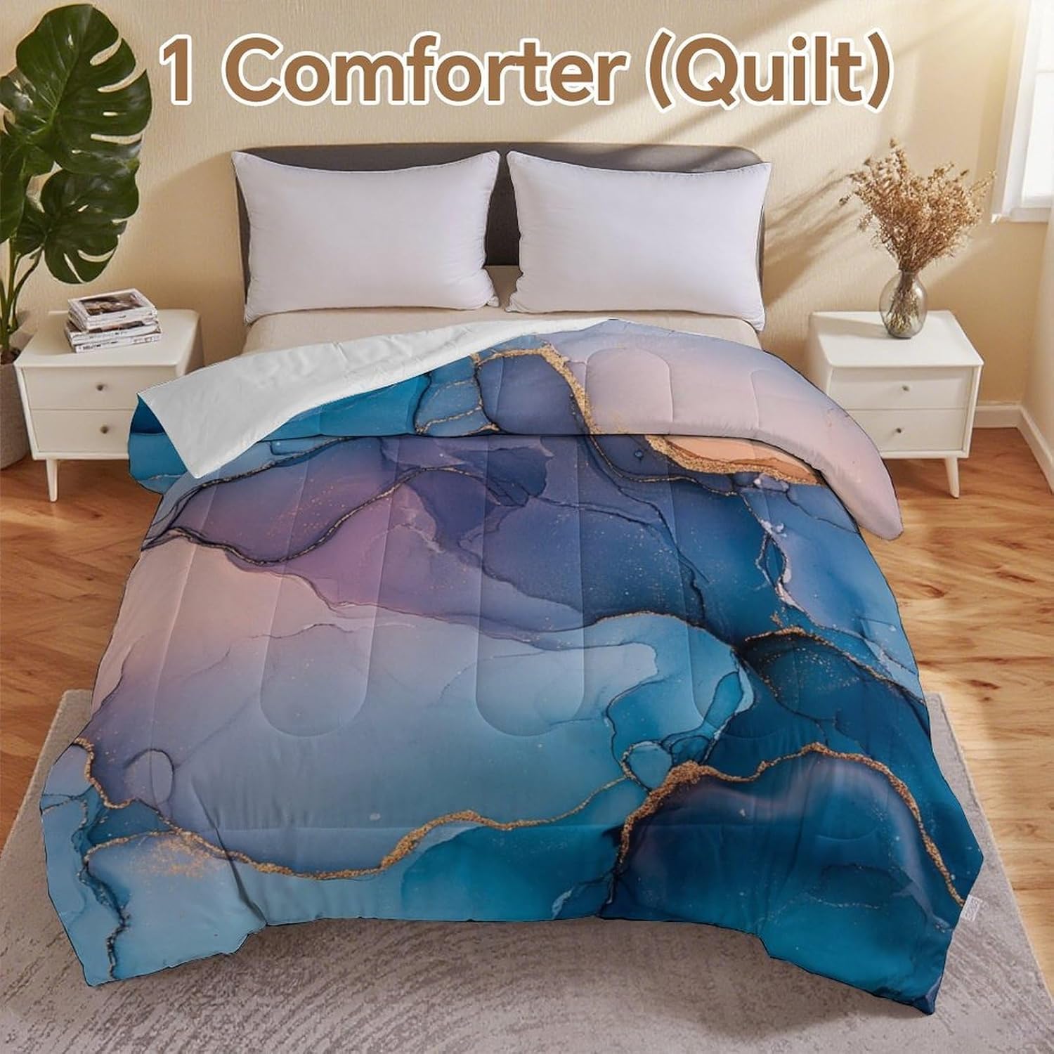 Abstract Marble Texture Comforter Bedding Heavy Bed Blanket Soft Warm Fluffy All Seasons Only Quilt 229x229cm