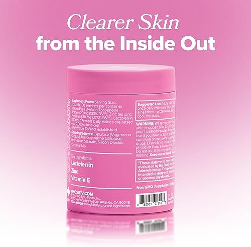 Miniatura 6 de O Positiv FLO Cápsulas para el acné Reduce el número y la gravedad de espinillas, puntos blancos, puntos negros y pústulas en la cara, espalda y