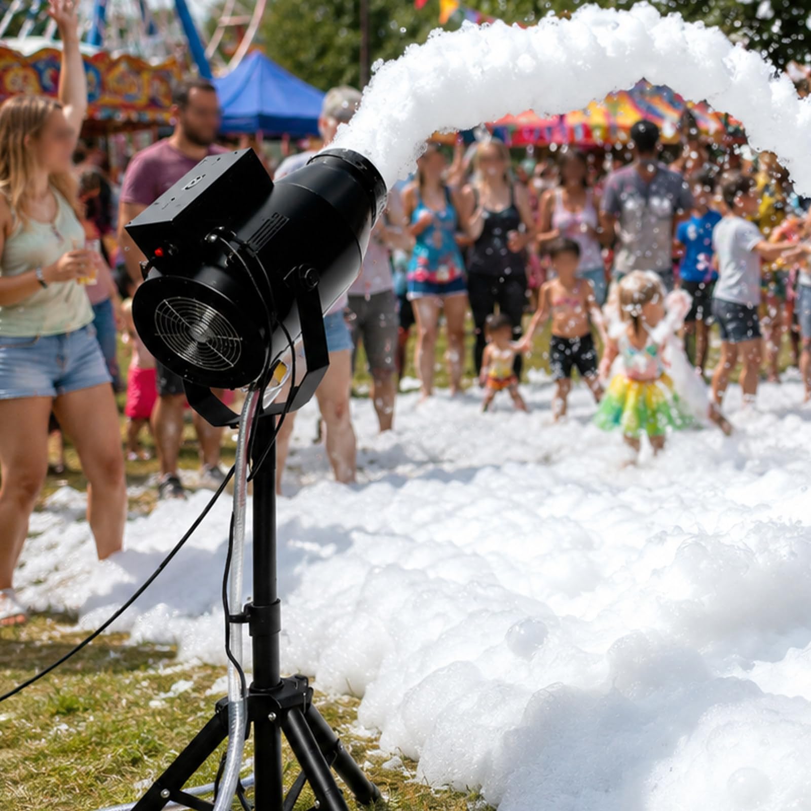 lilishangmao Foam Party Machine, Outdoor Foam Machine 1000W with Water Pump, Detachable Head and Adjustable Tripod, Thick Foam Clouds for Kids Party and Outdoor Events, Poolside Summer Fun Black