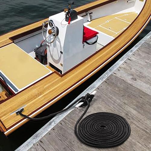 Miniatura 8 de Young Marine Made - Línea de muelle de nailon trenzado doble de 12 pulgada x 25 pies para barcos con ojales de 12 pulgadas, paquete de 2, color negro