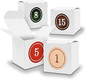 Lot De 5 Boîtes Calendrier De L'Avent, 24 Boîtes Vierges à