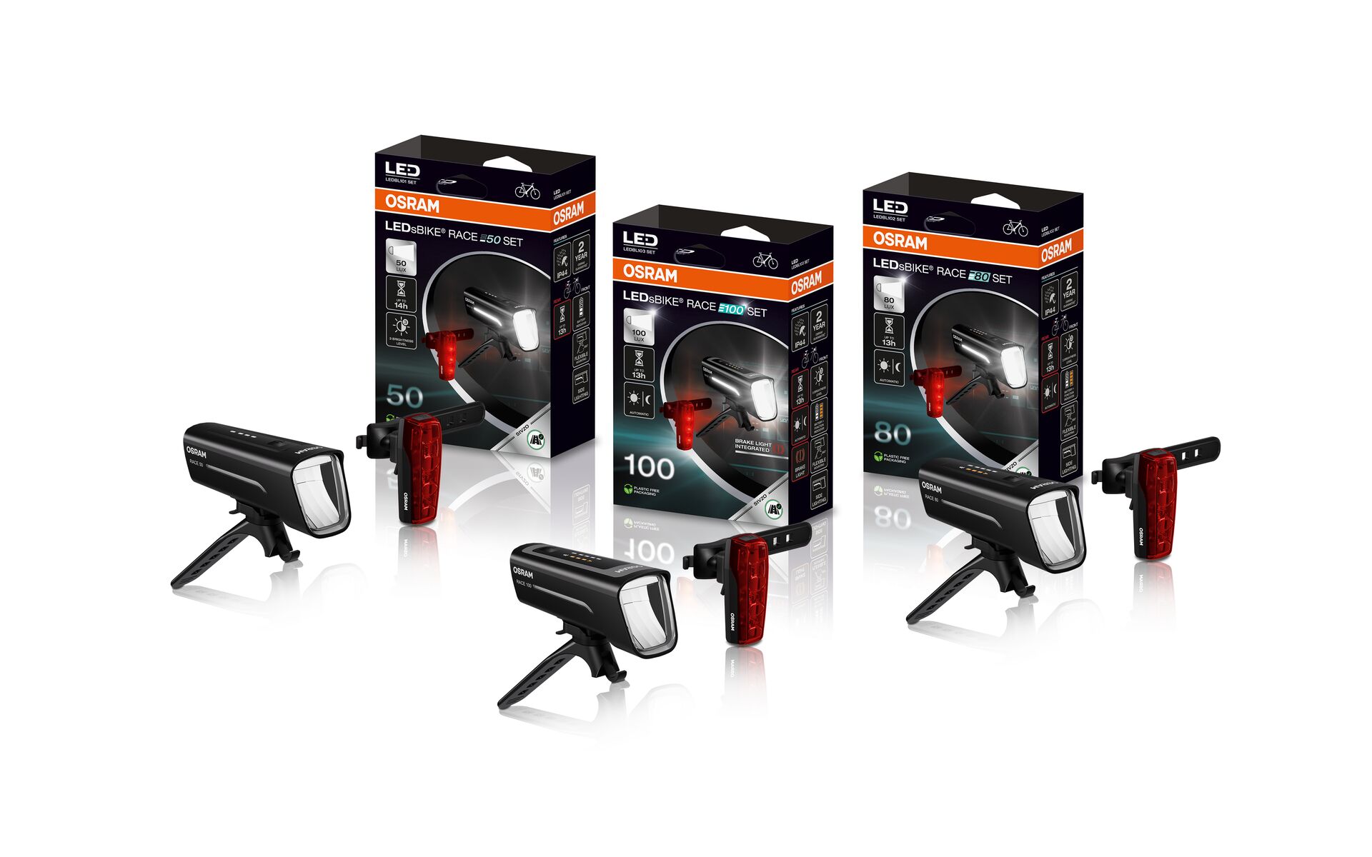 OSRAM LEDsBIKE® RACE 50 Set 50 Lux LED Fahrradlampen Fahrradlicht Front & Rücklicht - LEDBL101 SET OSRAM LEDsBIKE® RACE 50 Set 50 Lux LED Fahrradlampen Fahrradlicht Front & Rücklicht - LEDBL101 SET
