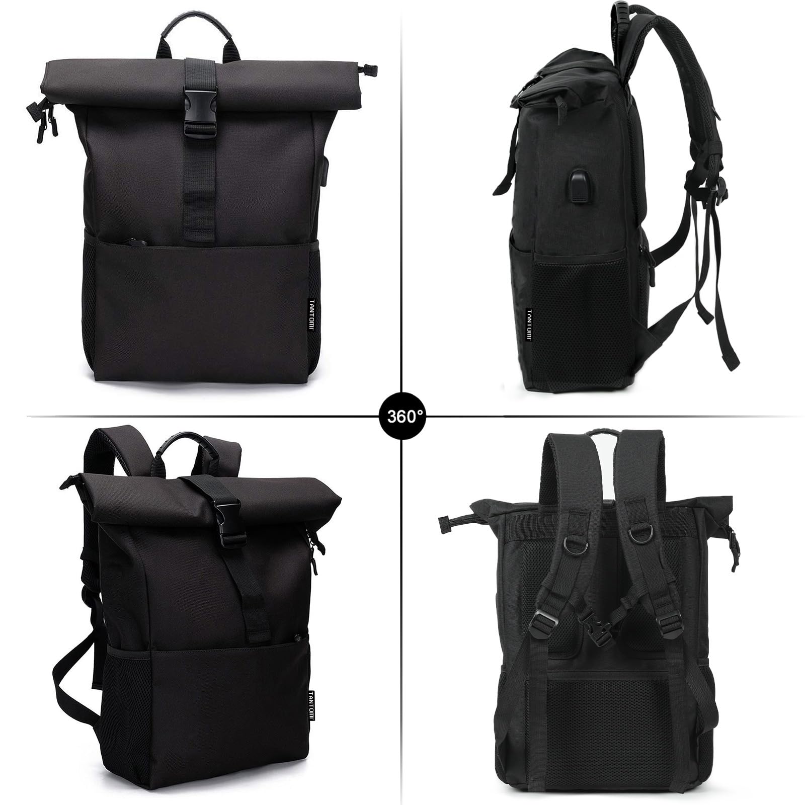 MoFut Rucksack Damen Groß Rucksäcke Herren Groß Schulrucksack viele Fächer mit 15,6" Laptopfach, Unisex Rolltop Rücksack Wasserdicht, Lässiger Backpack Schule Freizeit Uni Arbeit Wandern.