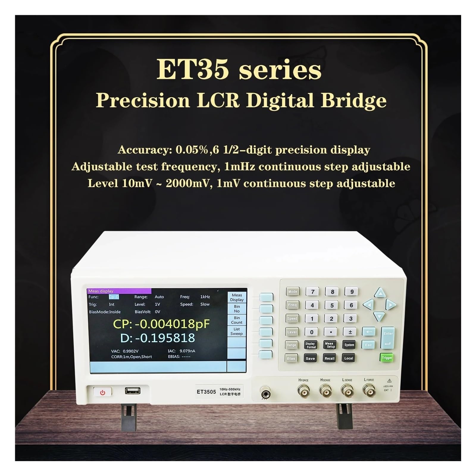 Miernik LCR, 10Hz-1MHZ LCR Benchtop Cyfrowy mostek Stacjonarny Miernik LCR Pojemność Rezystancja Impedancja Indukcyjność Pomiar(ET3501)