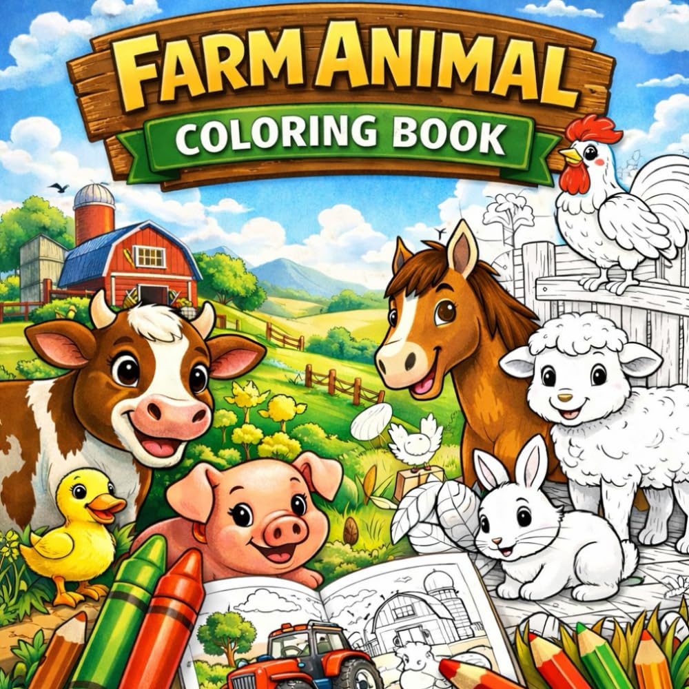 Farm Animal Coloring Book: Beginner-Friendly with Large & Simple-to-Color Designs Pages