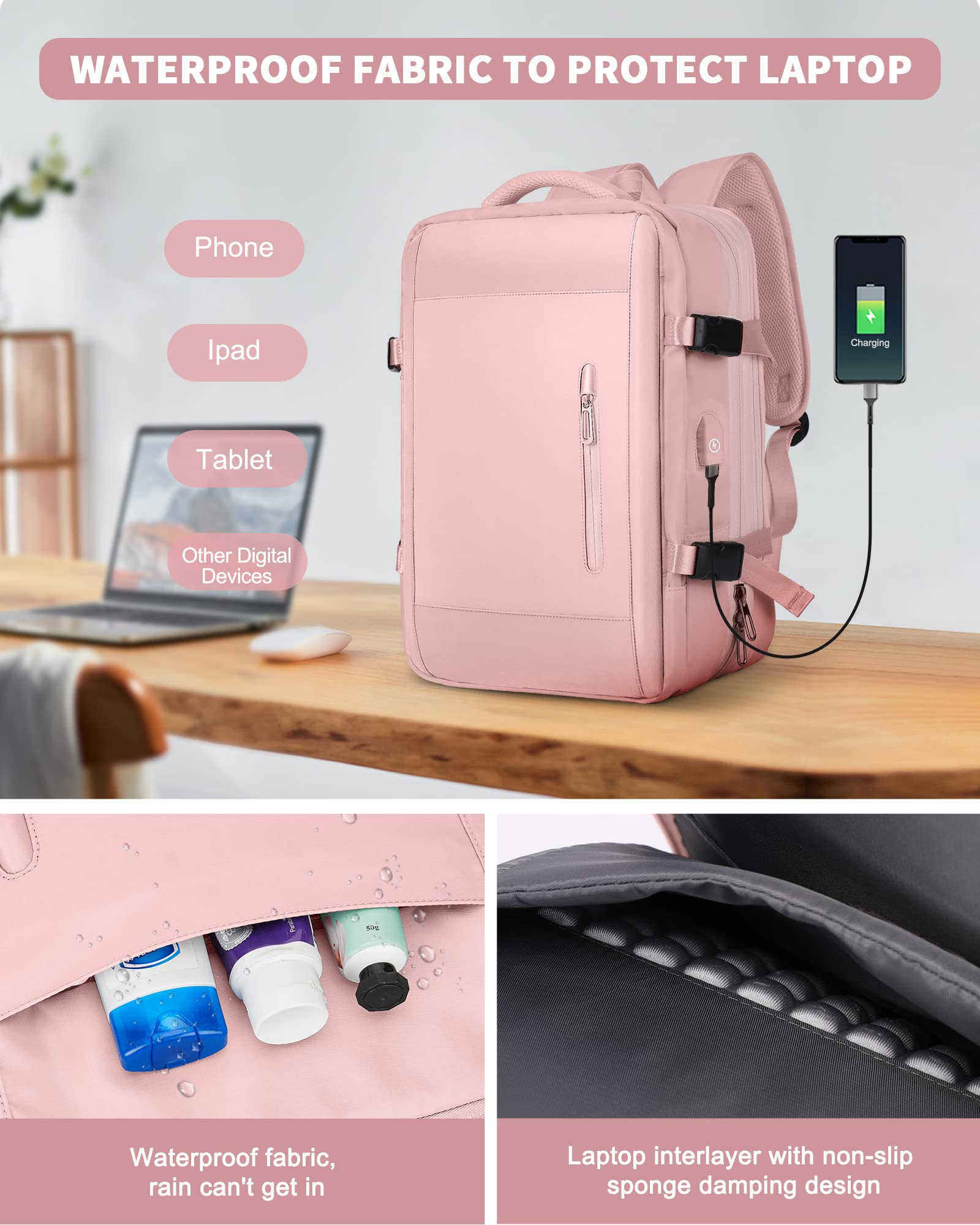 SZLX Borse da Cabina per Easyjet 45x36x20 Zaino da Viaggio aereo Bagaglio a Mano Ryanair 40x20x25 con porta USB zaino Impermeabile donna per Computer Casual Daypack