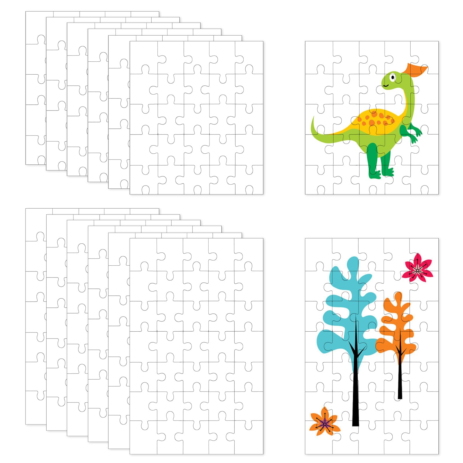 HSIXHAF 10 pcs Puzzle rogetta tu Stesso, Puzzle Vuoto per dipingere Puzzle Personalizzato Puzzle Bianco per dipingere Motivi e per Giocare al Compleanno dei Bambini(15 x 10 cm, 35 Pezzi