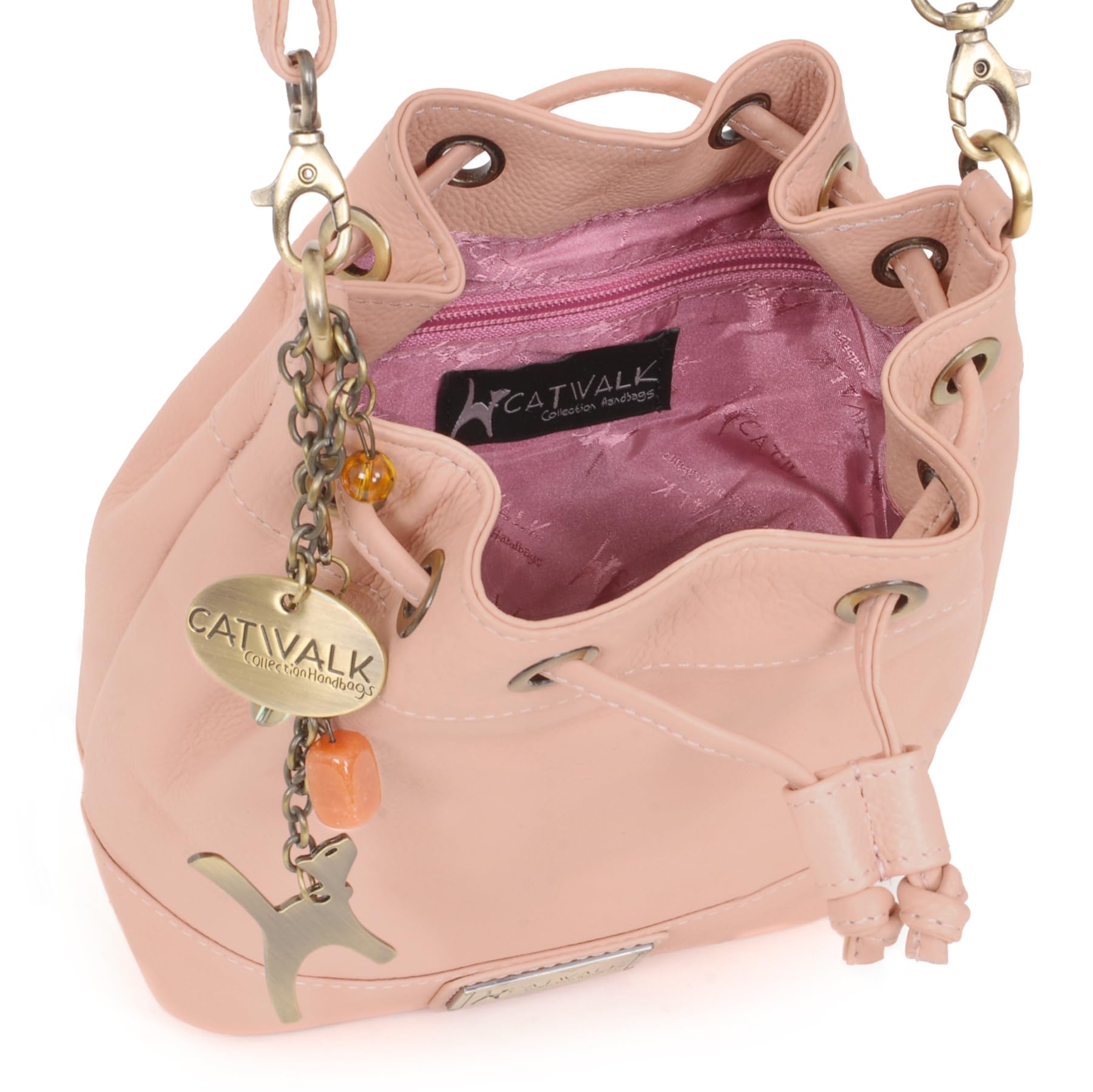 Catwalk Collection Handbags - Damen Leder Umhängetasche Mittelgroß - Beuteltasche/Handtasche - Verstellbarer Schultergurt - Rochelle