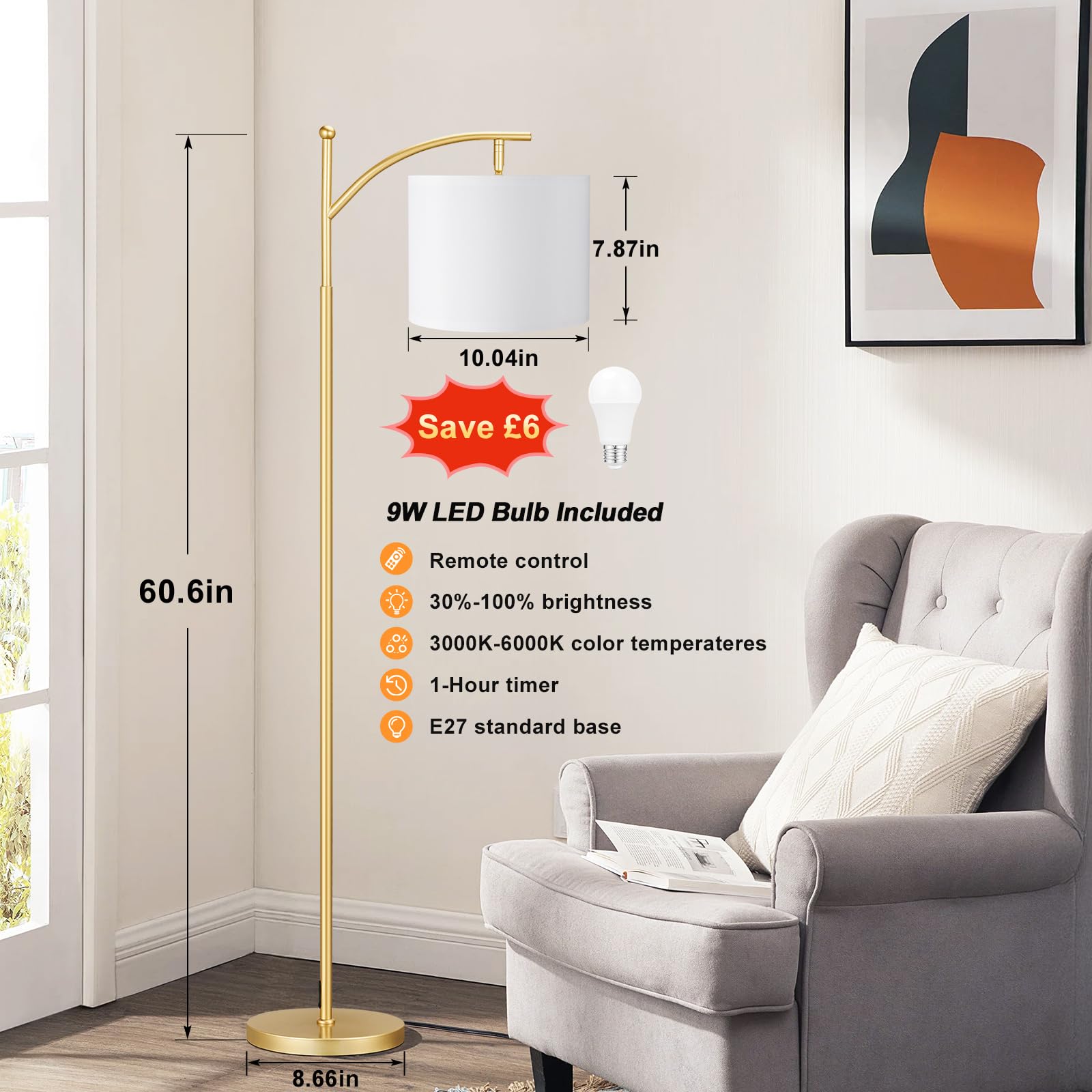 Aooshine Gold Floor Lamp - Image 3