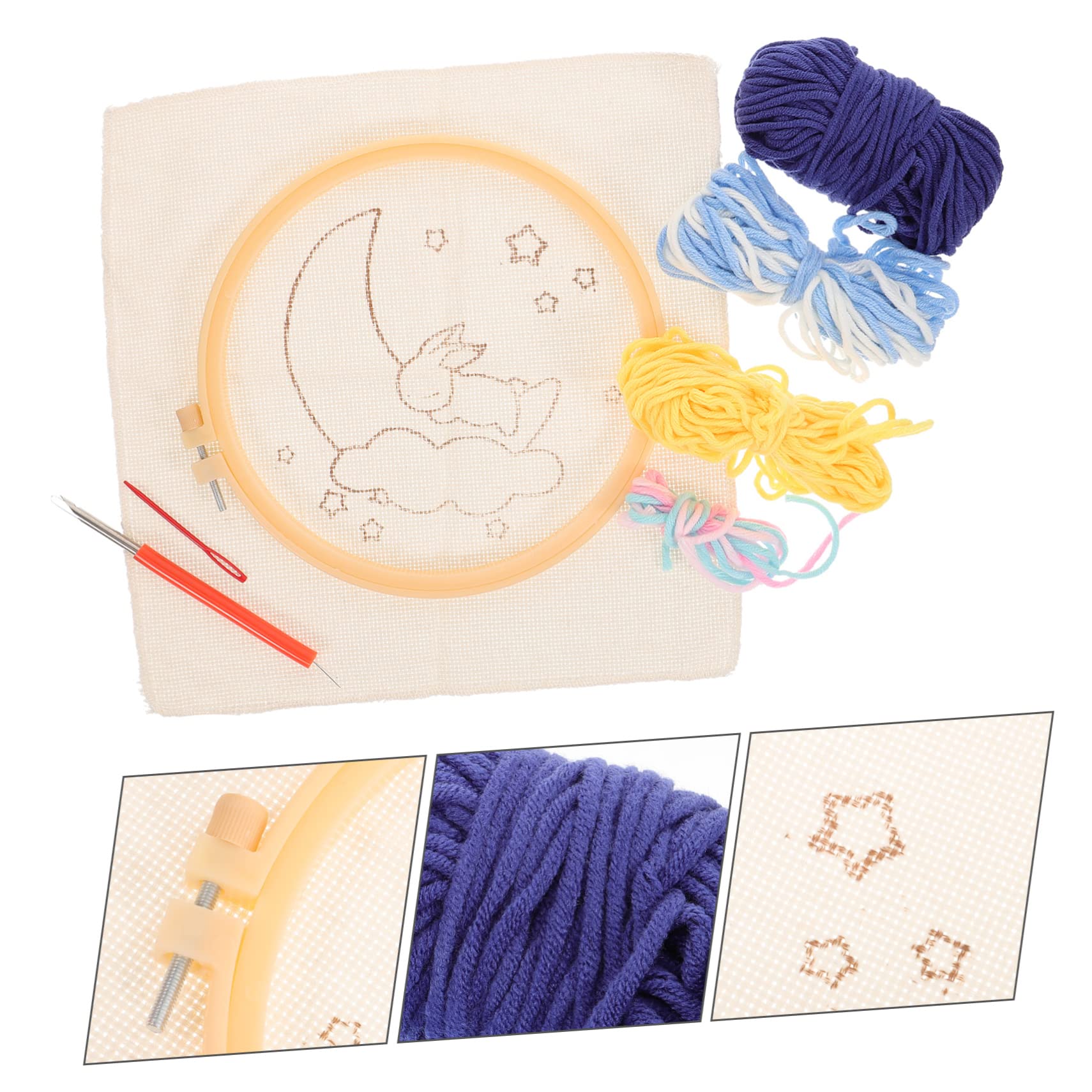 Lurrose 3ensembles Kit De Broderie Punch Needle Pour Débutants Aiguille De Broderie Avec Cerceau Matériel De Création Manuelle Pour Adultes