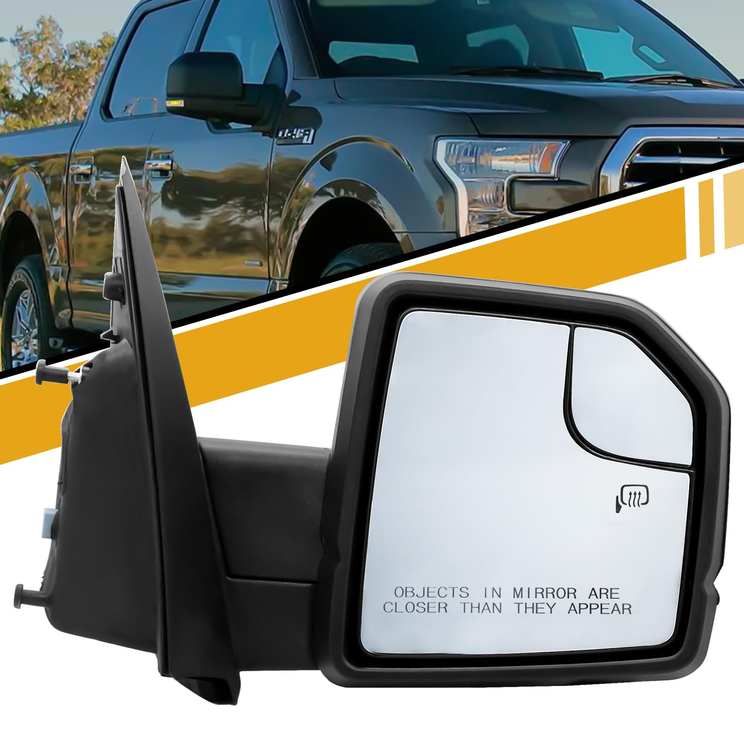 2021 F150 Tow Mirrors Towing Mirrors For 2015-2020 Ford F150 - Power Heated, Turn Signal, Chrome, 8-Pin 2018 F150 Tow Mirrors - Foto 7