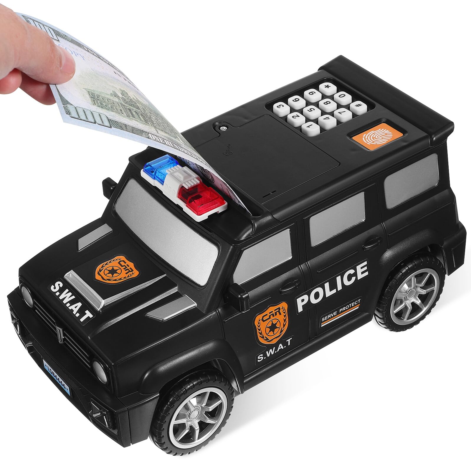 Abaodam Tirelire Électronique Plastique Solide de Voiture Reconnaissance D'empreinte Digitale Idéal pour Cadeau de Vacances pour Billets et Pièces