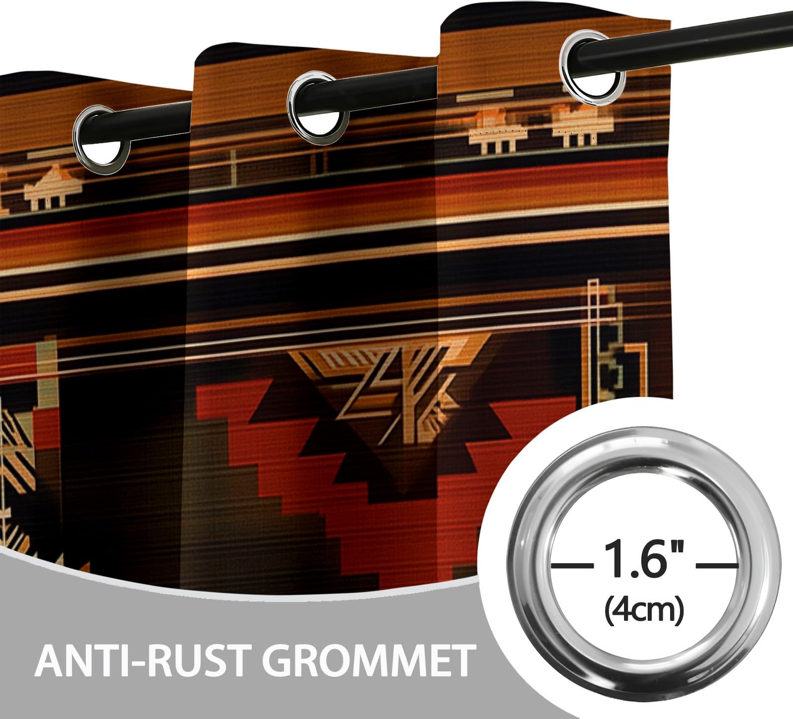 Vintage Teppich Vorhänge B140 x H245 cm (2er Set) Verdunkelungsvorhang für Jungen & Mädchen, Stammesmuster Traditionell Thermogardine Blickdicht mit Ösen, für Büro Schlafzimmer - Dunkelbraun