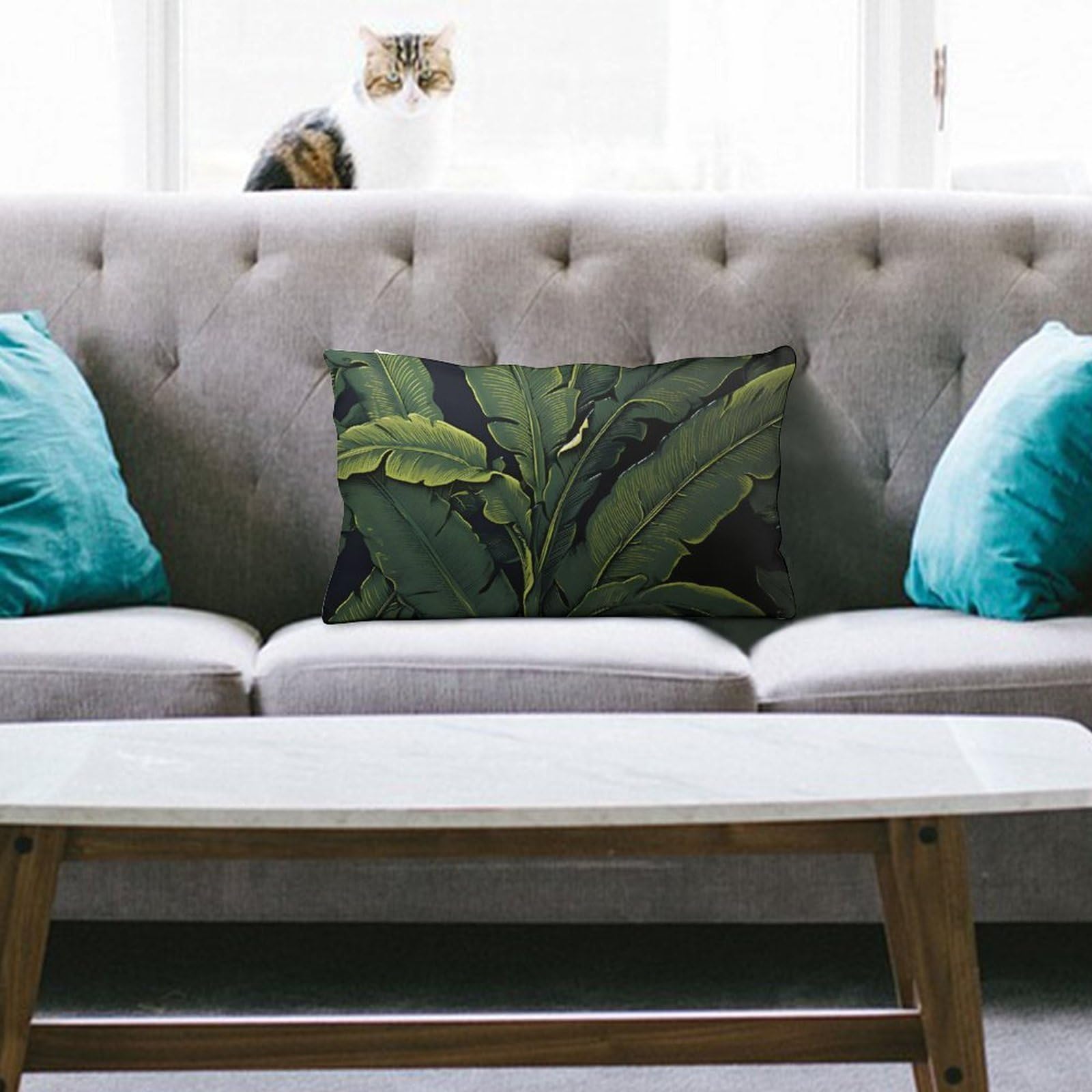 NTVOWPZO Decoration Throw Pillow Covers 8"x12" Pillowcases Covers Banana Leaf Black Soft Pillowcases Modern Farmhouse Home Decor Sofa Cushions Covers for Couch Bed Living Room