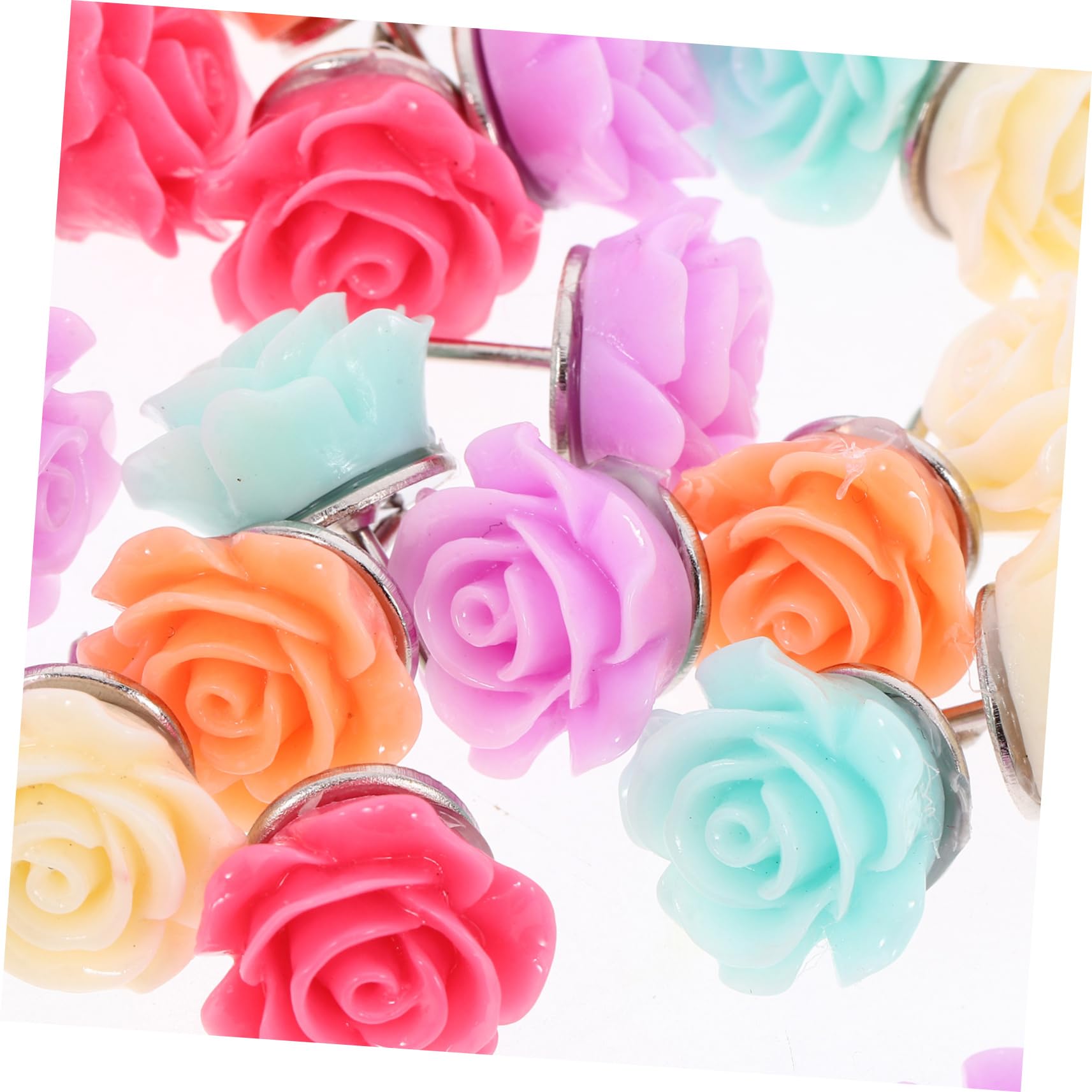 Sewroro 120stücke Dekorative Rosennadeln Für Korktafeln Süße Blumen-pushpins Aus Resin Für Büro Und Wohnraumgestaltung Farben Je